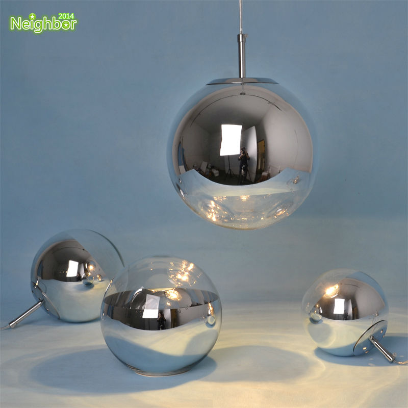 현대 크롬 미러 볼 펜 던 트 조명 유리 버블 볼 Electroplate 유명한 디자인 실버 램프 조명 식당/Modern Chrome Mirror Ball Pendant Lights Glass Bubble Ball Electroplate Famous Design